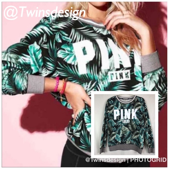 PINK Victoria's Secret Tops - Victoria’s Secret PINK Tropical Crew Sweatshirt